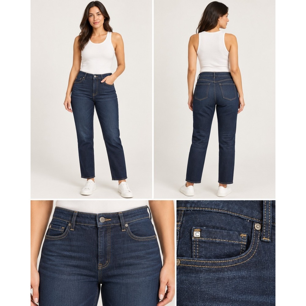 Chico's Define Straight Leg Ankle Jeans Womens 10R Dark Wash Stretch